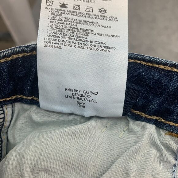 Levis Bike Jean Short Girls 10R Blue Denim Cut Off High Rise Fringe Hem Skinny - Picture 10 of 12